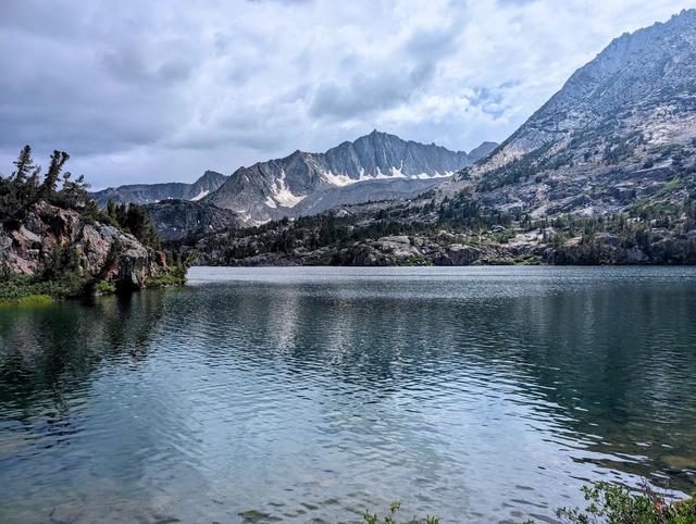 Cloudy skies on the way down to South Lake