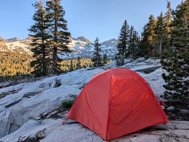 Our camp facing snowy peaks